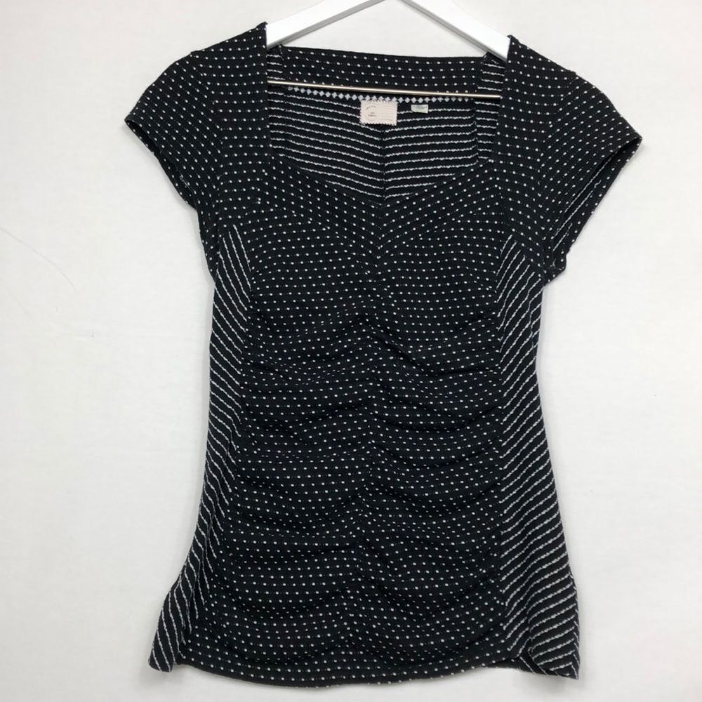 Anthropologie | Postcard top, black/white, XS